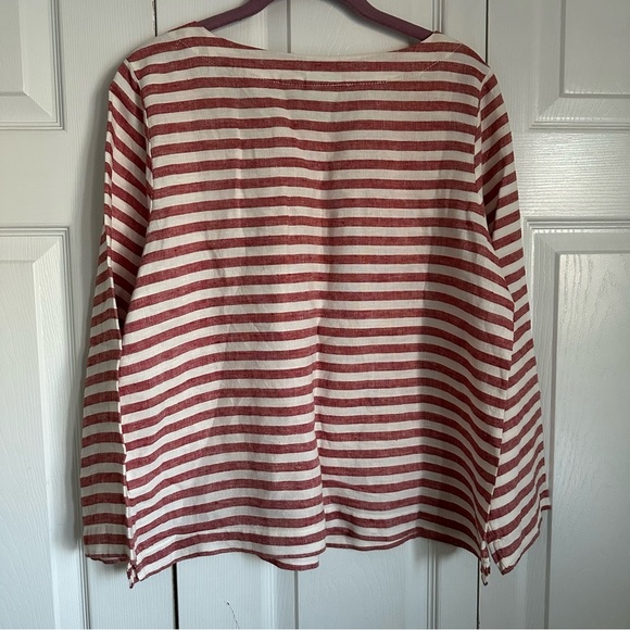Rachel Zoe Striped 100% Linen Top Womens M Lagenlook Preppy Nautical Fisherman - Picture 2 of 7